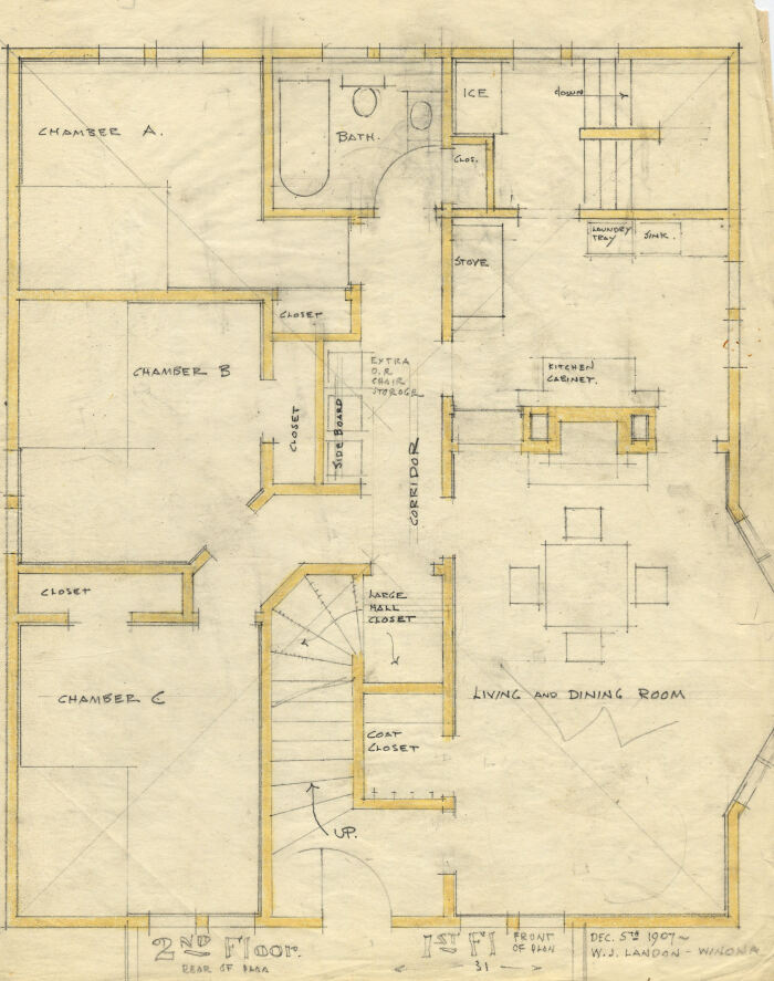 Floor plan
Duplex House for W. J. Landon, projects
circa 1907