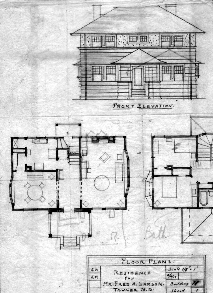 Floor plans and elevation
House for Fred A. Larson
circa 1908