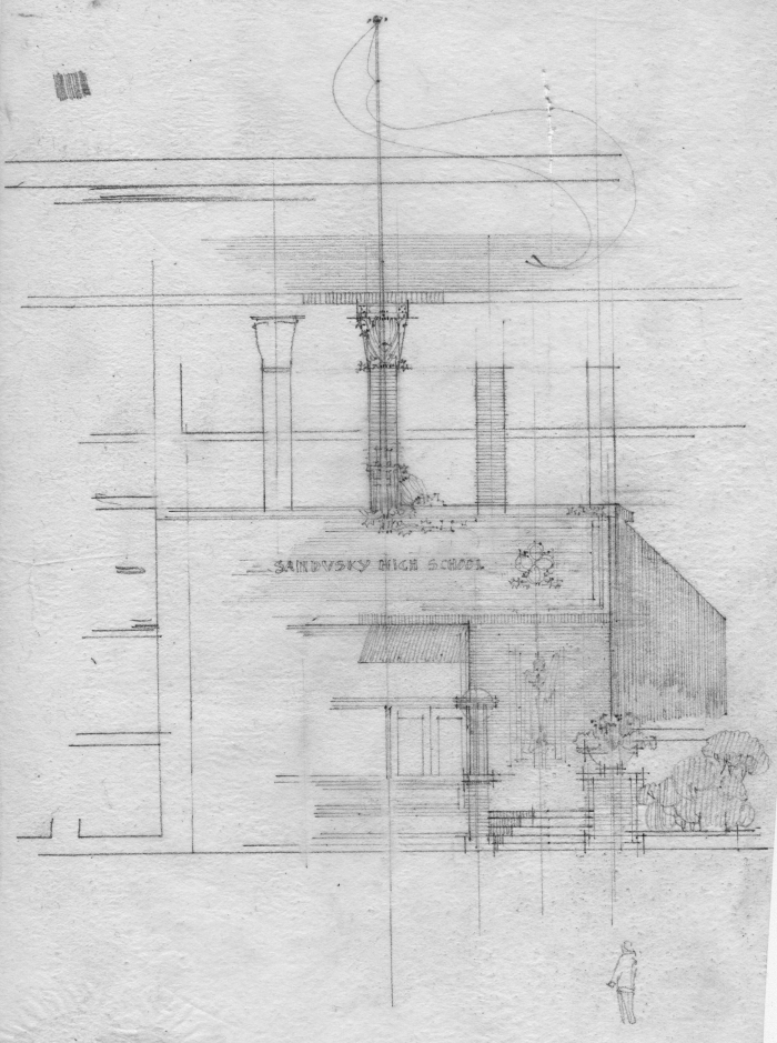 Front elevation
High School, project
circa 1912
