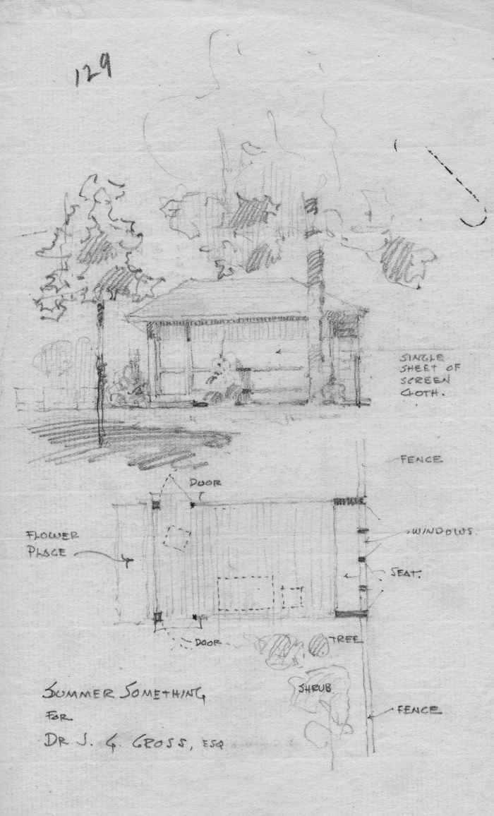 Sketch
House for J. G. Cross, alterations
circa 1911