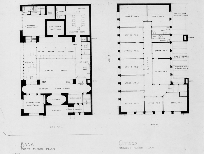 Floor plans
Citizen's Savings Bank, project
circa 1911