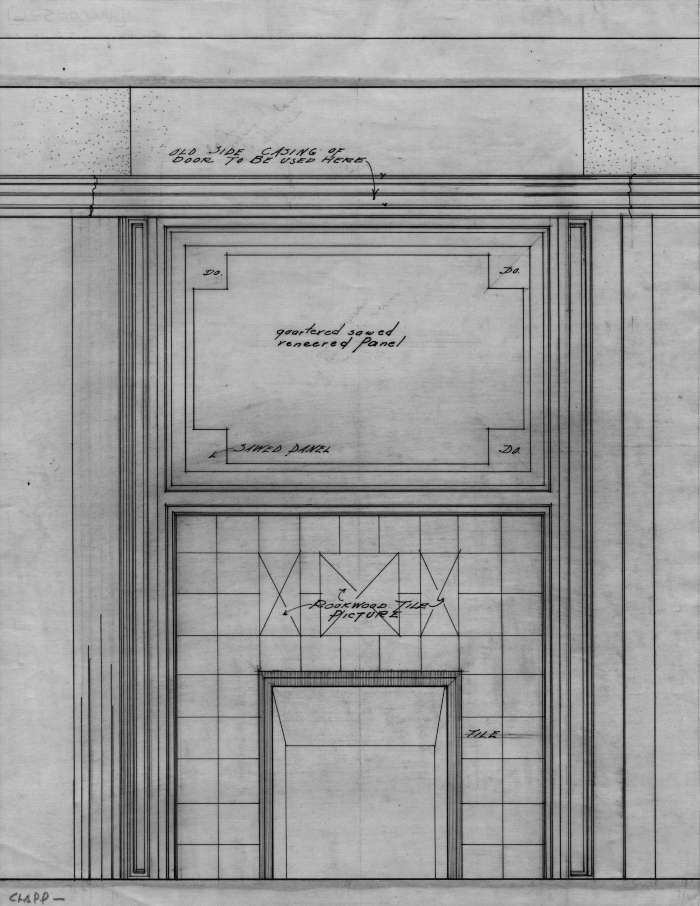 Diagram, showing decorative tile placement
Fireplace for W. A. Benton
circa 1910
