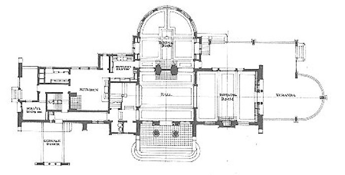 First floor plan
Harry Rubens residence
George W. Maher, architect
Glencoe, Illinois