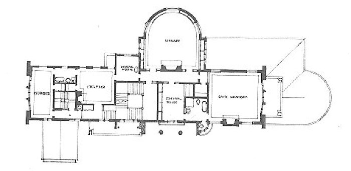 Second floor plan
Harry Rubens residence
George W. Maher, architect
Glencoe, Illinois