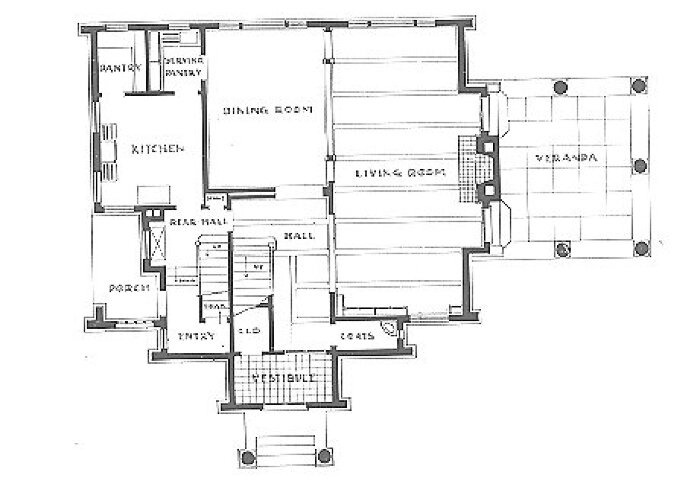 First floor plan
House
George W. Maher, architect
Highland Park, Illinois