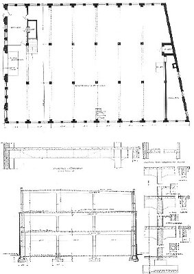 Floor plan and section
Building for the Original Manufacturing Company
Tallmadge and Watson, architects
Chicago, Illinois