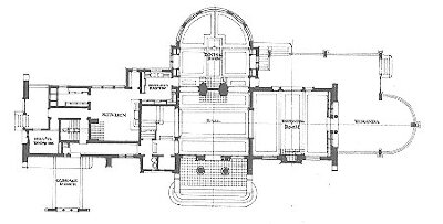 First floor plan
Harry Rubens residence
George W. Maher, architect
Glencoe, Illinois