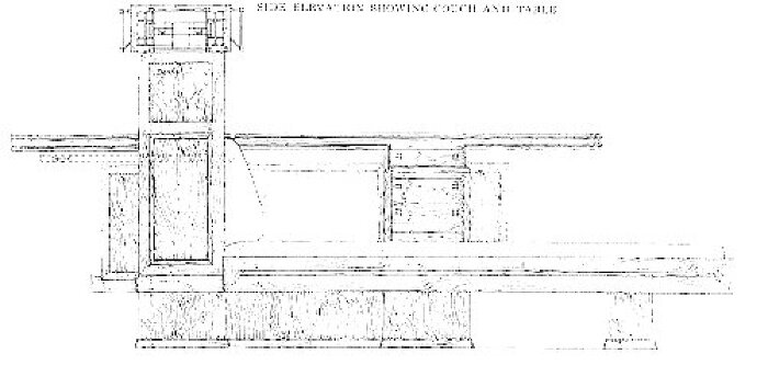Detail drawing, back elevation of sofa table
House for E. P. Irving
Frank Lloyd Wright, architect
Hermann V. von Holst, architect
Marion Mahony Griffin, associated architect