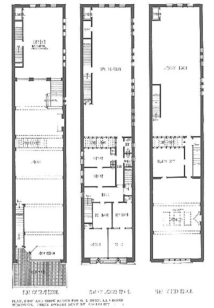 Floor plans
Commercial Building for Odin J. Oyen
Percy Dwight Bentley, architect
La Crosse, Wisconsin