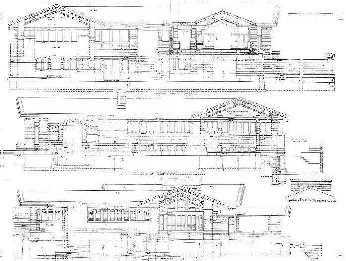 North, south, and east elevations
House for D. M. Amberg
Hermann V. von Holst, architect
Marion Mahony Griffin, associated architect
Grand Rapids, Michigan