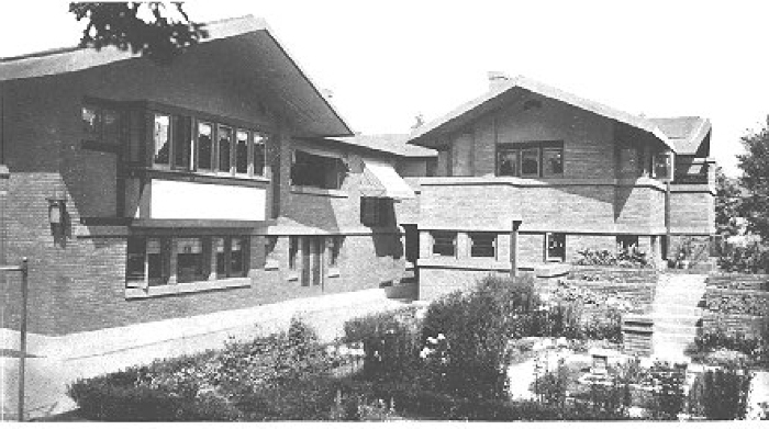 Exterior perspective, rear view showing garden
House for D. M. Amberg
Hermann V. von Holst, architect
Marion Mahony Griffin, associated architect
Grand Rapids, Michigan