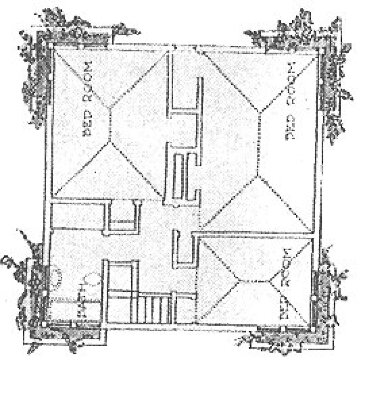 Second floor plan
House for Rule, Rock Glen development
Walter Burley Griffin and Marion Mahony Griffin
Mason City, Iowa