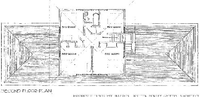 Second floor plan
House
Walter Burley Griffin and Marion Mahony Griffin,
architects
Elmhurst, Illinois