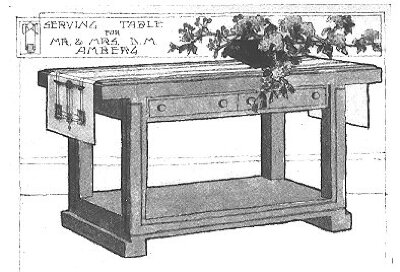 Furniture rendering, serving table
House for D. M. Amberg
Hermann V. von Holst, architect
Marion Mahony Griffin, associated architect
Grand Rapids, Michigan
Manufactured by Niedecken and Walbridge