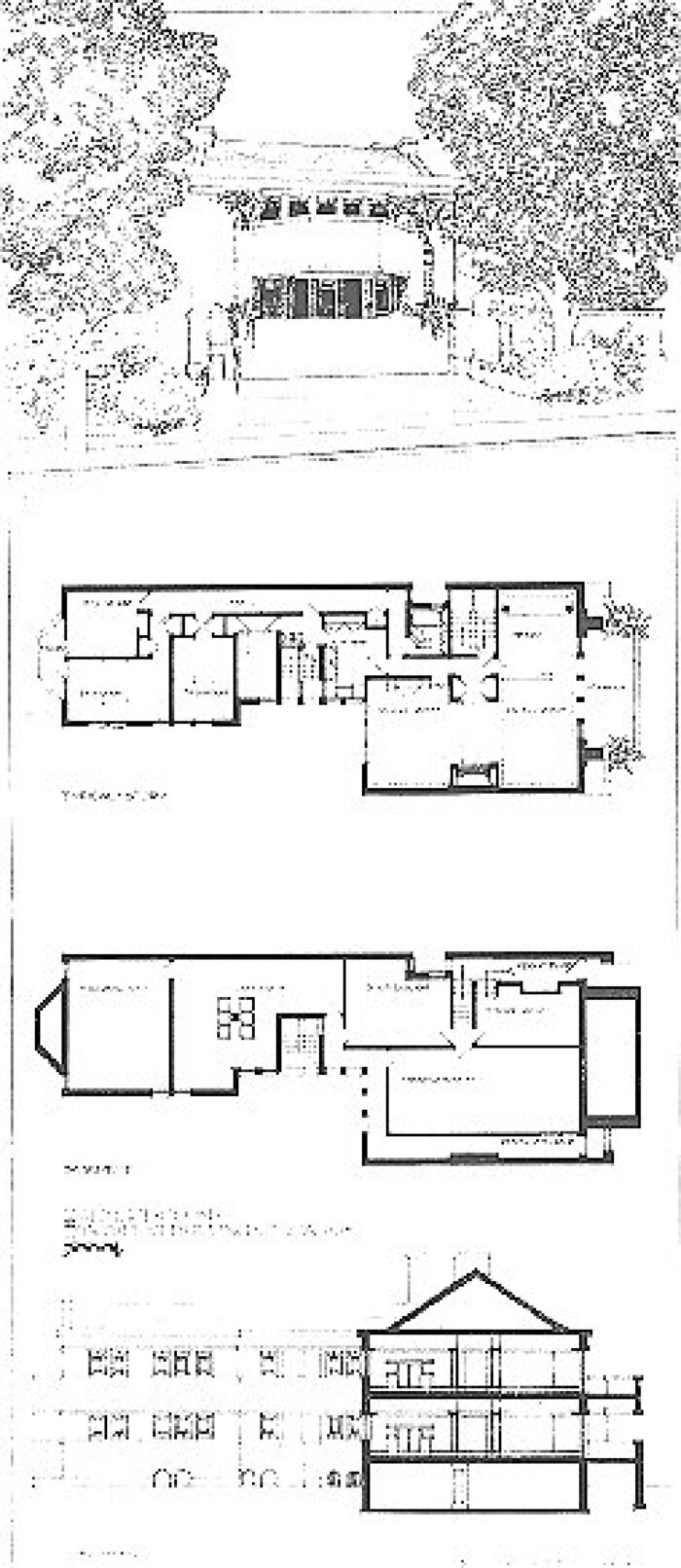 Presentation rendering
Duplex apartment houses for Albert Cohn
Walter Burley Griffin and Marion Mahony Griffin,
architects
Chicago, Illinois