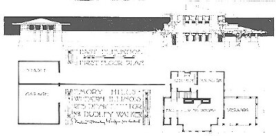 Presentation rendering and floor plans
House for Dudley Walker, Emory Hills
Walter Burley Griffin and Marion Mahony Griffin,
architects
Wheaton, Illinois