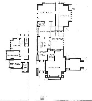 Lower floor plan
House for D. M. Amberg
Hermann V. von Holst, architect
Marion Mahony Griffin, associated architect
Grand Rapids, Michigan