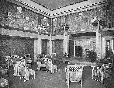 Interior, concert hall
Edison Shop
Purcell, Feick, and Elmslie, architects
Furnishings and interior elements manufactured by
Niedecken and Wallbridge
Chicago, Illinois
1912