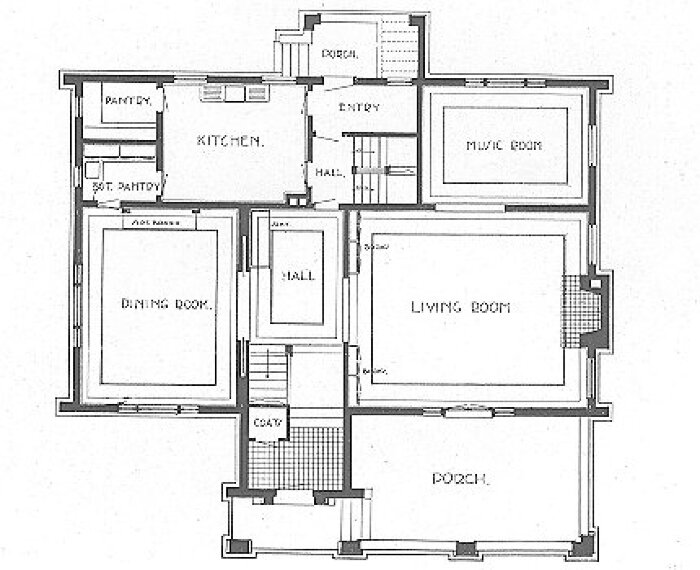 Ground floor plan
House for Frank G. Ely
George W. Maher, architect
Kenilworth, Illinois