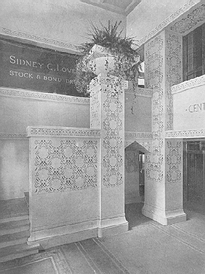 Interior, lobby stairwell
Rookery Building, remodelling
Frank Lloyd Wright, architect
Chicago, Illinois