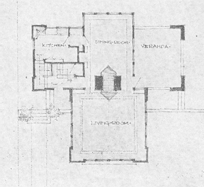 Floor plan (left house)
House for F. W. and Philip Itte
Walter Burley Griffin and Marion Mahony Griffin,
architects
Chicago, Illinois
1908