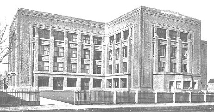 Exterior, front perspective view
Grover Cleveland School
Dwight H. Perkins, architect
Chicago, Illinois