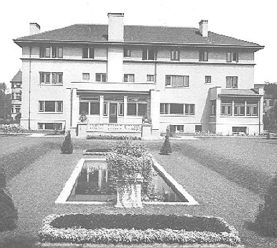 Exterior perspective, rear view from garden
House for Julius Rosenwald
Nimmons and Fellows, architects
Chicago, Illinois