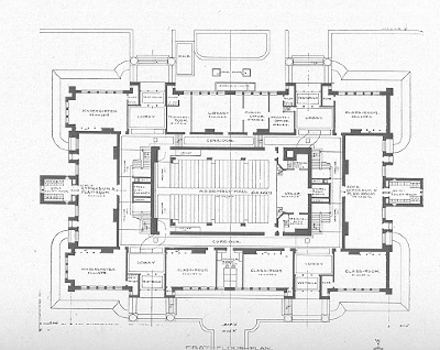 First floor plan
School for the Chicago Board of Education
Dwight H. Perkins, architect
Chicago, Illinois