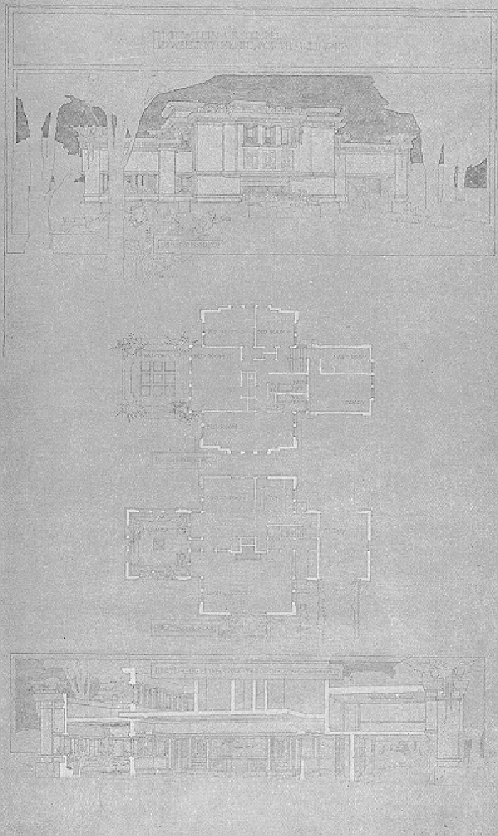 Presentation rendering
House for William F. Tempel
Walter Burley Griffin and Marion Mahony Griffin,
architects
Kenilworth, Illinois