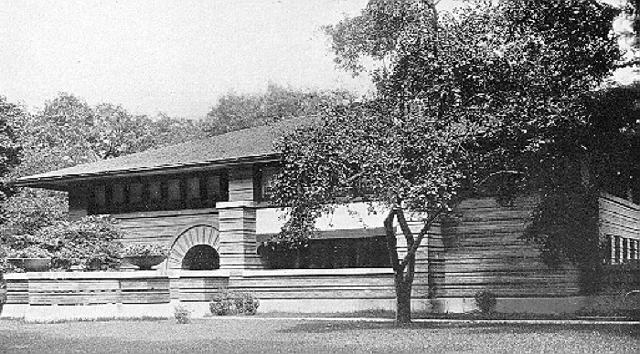 Exterior perspective
House for Arthur Heurtley
Frank Lloyd Wright, architect
Oak Park, Illinois