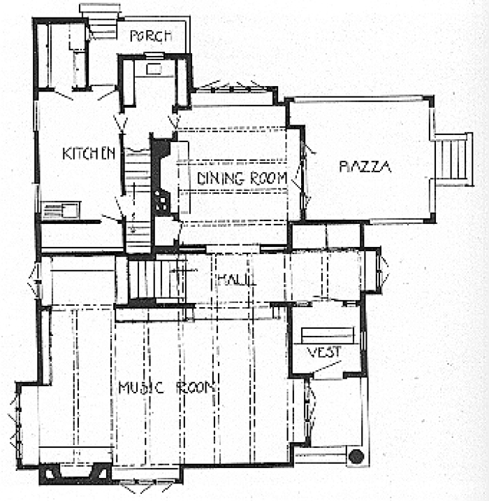 First floor plan
House for F. N. Corwin
George W. Maher, architect
Kenilworth, Illinois
