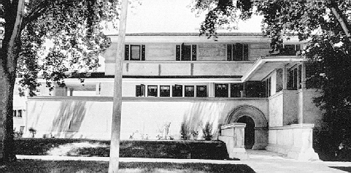 Exterior, front view
House
Frank Lloyd Wright, architect
Oak Park, Illinois