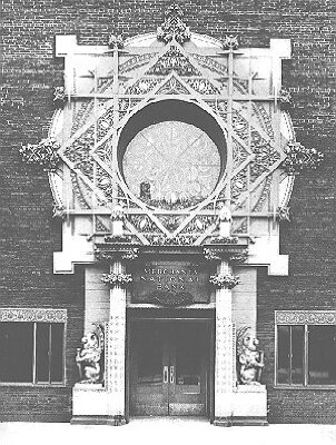 Exterior detail, front entrance
Merchants National Bank
Louis Henri Sullivan, architect
Grinnell, Iowa