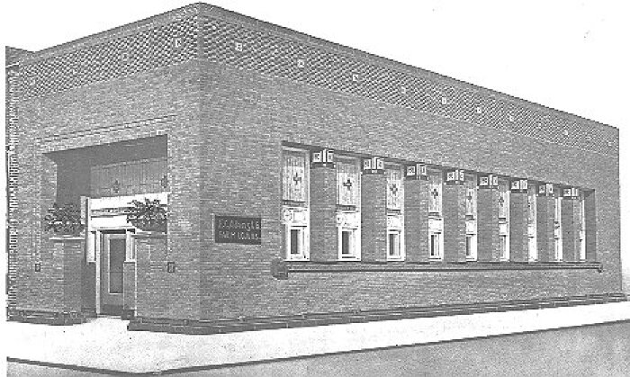 Exterior, perspective view
H. C. Adams and Company Building
Louis Henri Sullivan, architect
Algona, Iowa