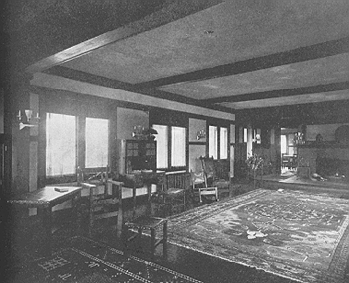 Interior, main house, living room
Summer house for R. W. Sears
Nimmons and Fellows, architect
Gray's Lake, Illinois