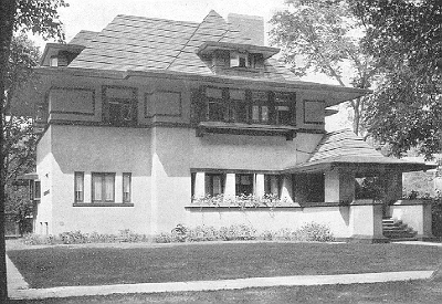 Exterior perspective
House for Moore
Frank Lloyd Wright, architect
Oak Park, Illinois
