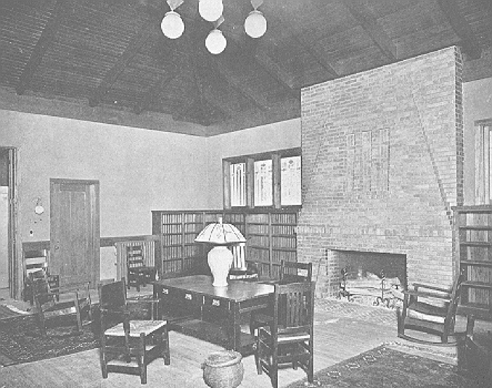 Interior, library
Village Hall
George W. Maher, architect
Kenilworth, Illinois