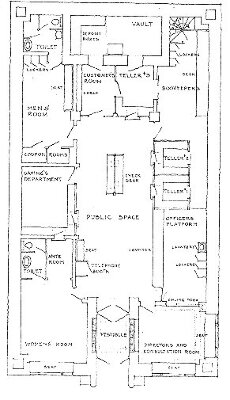 First floor plan
Merchants National Bank
Louis Henri Sullivan, architect
Grinnell, Iowa