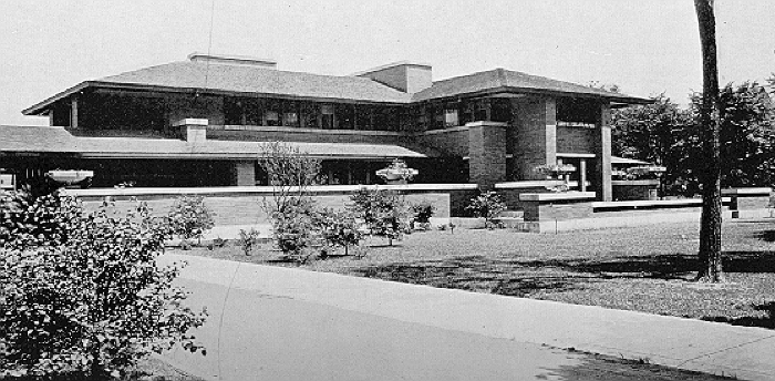 Exterior perspective, front view
House for D. D. Martin
Frank Lloyd Wright, architect
Buffalo, New York