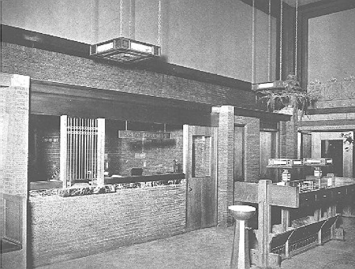 Interior detail, teller enclosure
Merchants National Bank
Louis Henri Sullivan, architect
Grinnell, Iowa
