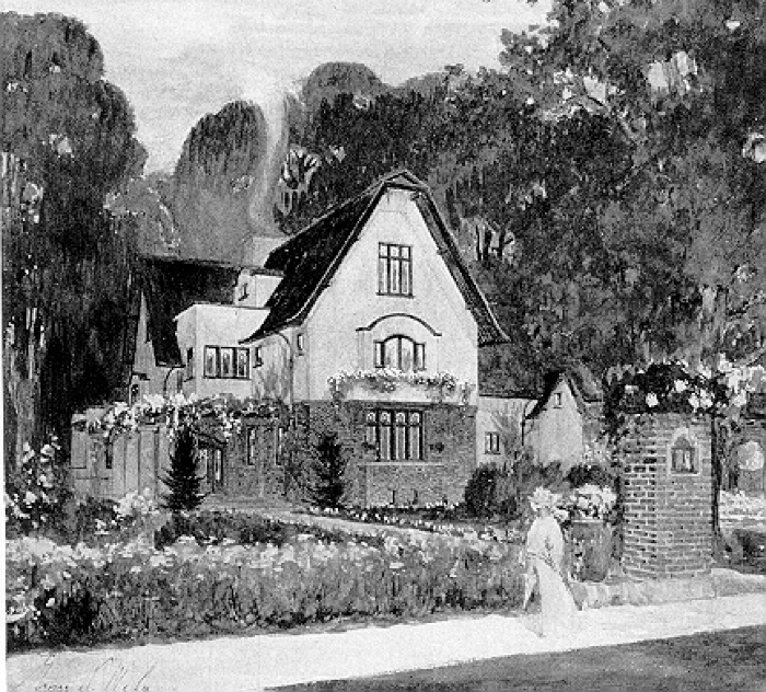 Presentation rendering
House for Francis Lackner
George W. Maher, architect
Kenilworth, Illinois