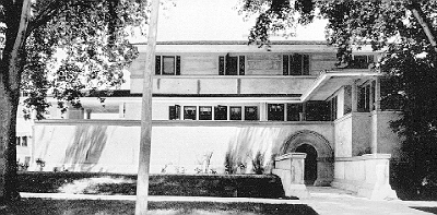 Exterior, front view
House
Frank Lloyd Wright, architect
Oak Park, Illinois