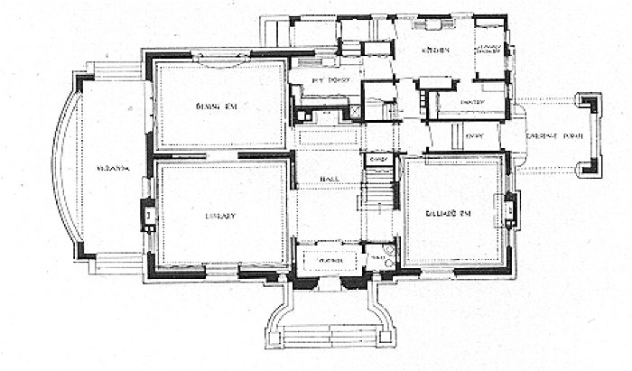 First floor plan
House for E. H. Velie
George W. Maher, architect
Kansas City, Missouri