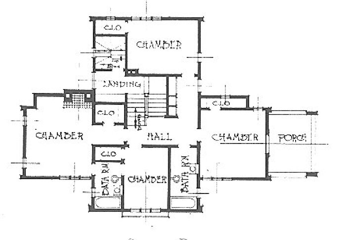 Second floor plan
H. Scarborough residence
George W. Maher, architect
Highland Park, Illinois