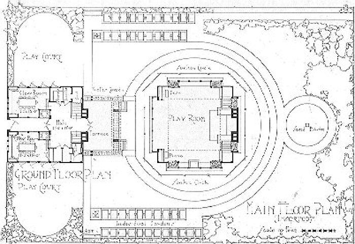 Plat and floor plan
Design for a Small Kindergarten and Community House
Guenzel and Drummond, architects