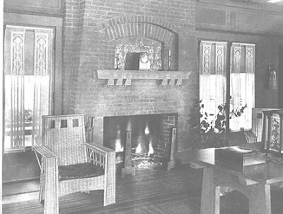 Interior, reception room looking toward fireplace
Summer house for E. L. King ("Rockledge")
George W. Maher, architect
Winona, Minnesota