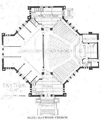Floor plan
Maywood Methodist Episcopal Church
Guenzel and Drummond, architects
Maywood, Illinois