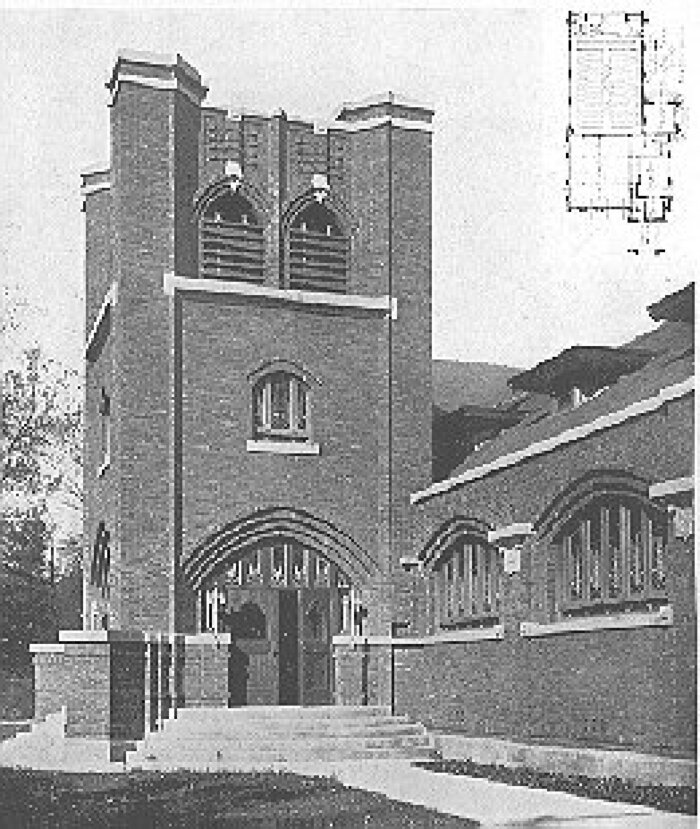 Exterior detail, church entrance and bell tower
River Forest Methodist Church
Guenzel and Drummond, architects
River Forest, Illinois