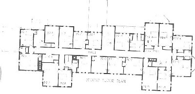 Second floor plan
Tourist Hotel for the White Pass
"Yukon Route"
Spencer and Powers, architects
Atlin, British Columbia, Canada