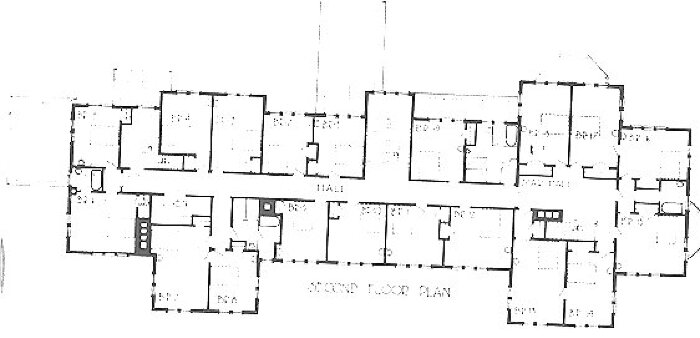 Second floor plan
Tourist Hotel for the White Pass
"Yukon Route"
Spencer and Powers, architects
Atlin, British Columbia, Canada
